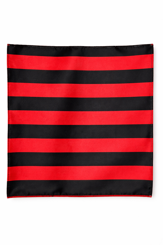 Red and Black Silk Pocket Square by Monzoro