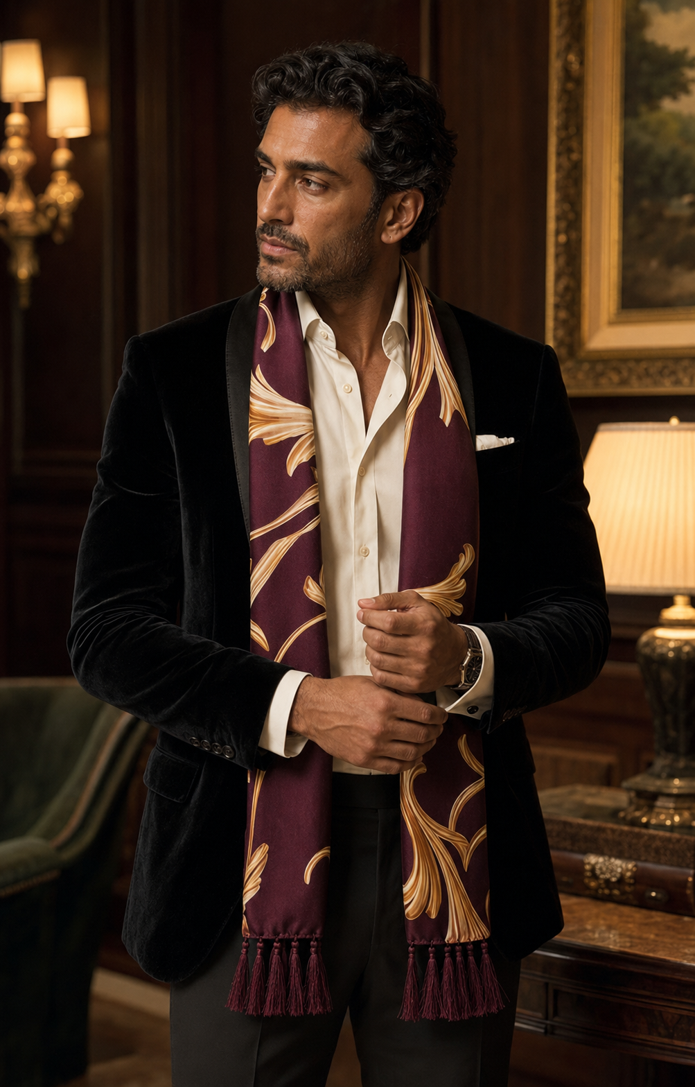 Regal Vine Silk Scarf by Monzoro – view 13