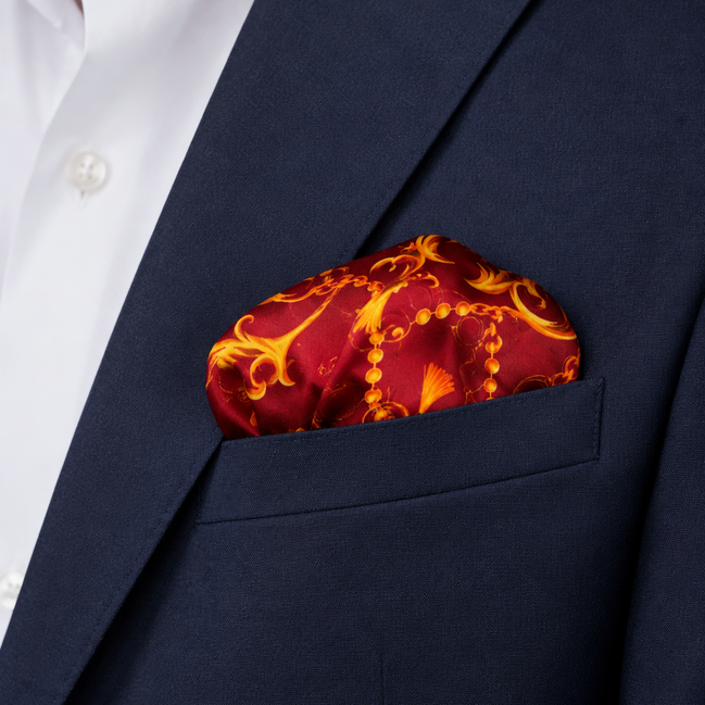Rose Vertical Silk Pocket Square by Monzoro – view 12
