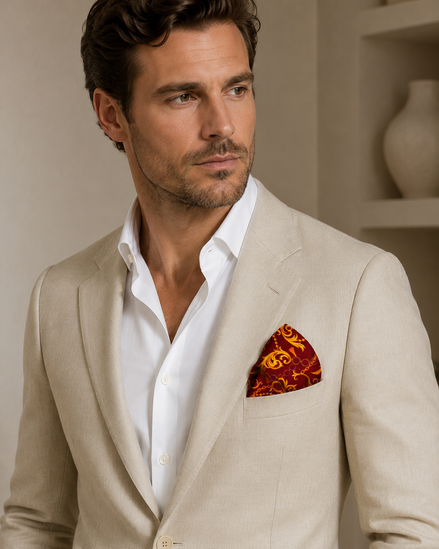 Rose Vertical Silk Pocket Square by Monzoro – view 13
