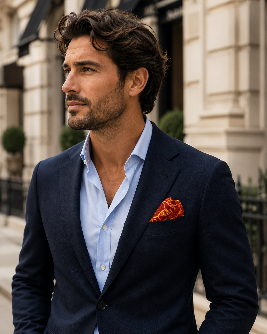 Rose Vertical Silk Pocket Square by Monzoro – view 14