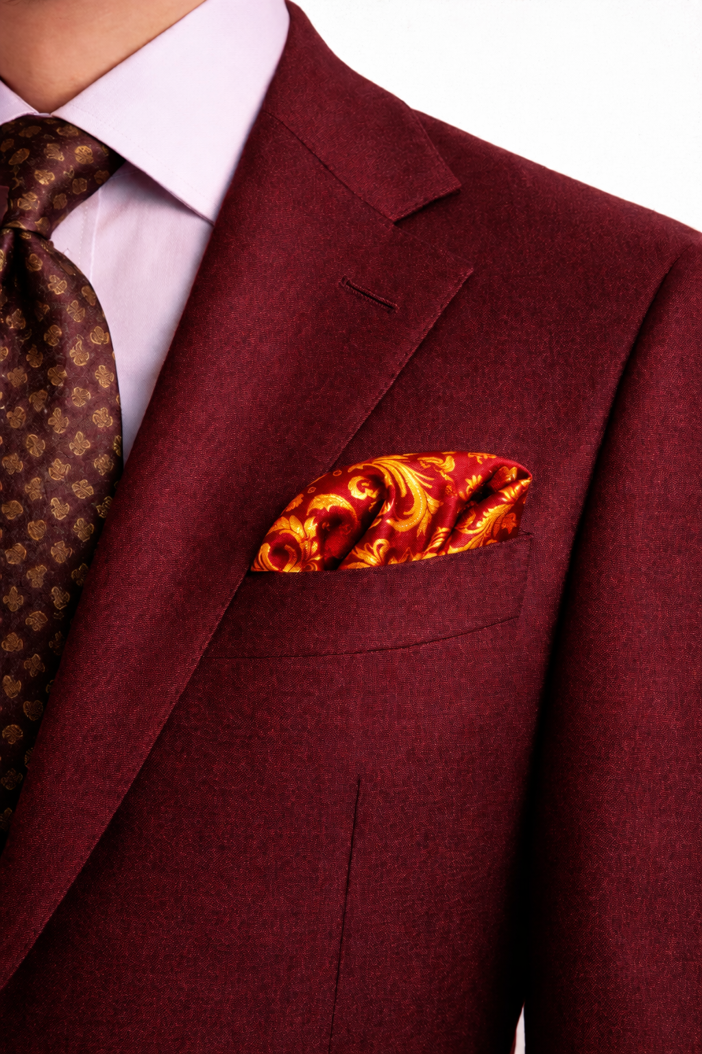Rose Vertical Silk Pocket Square by Monzoro – view 4