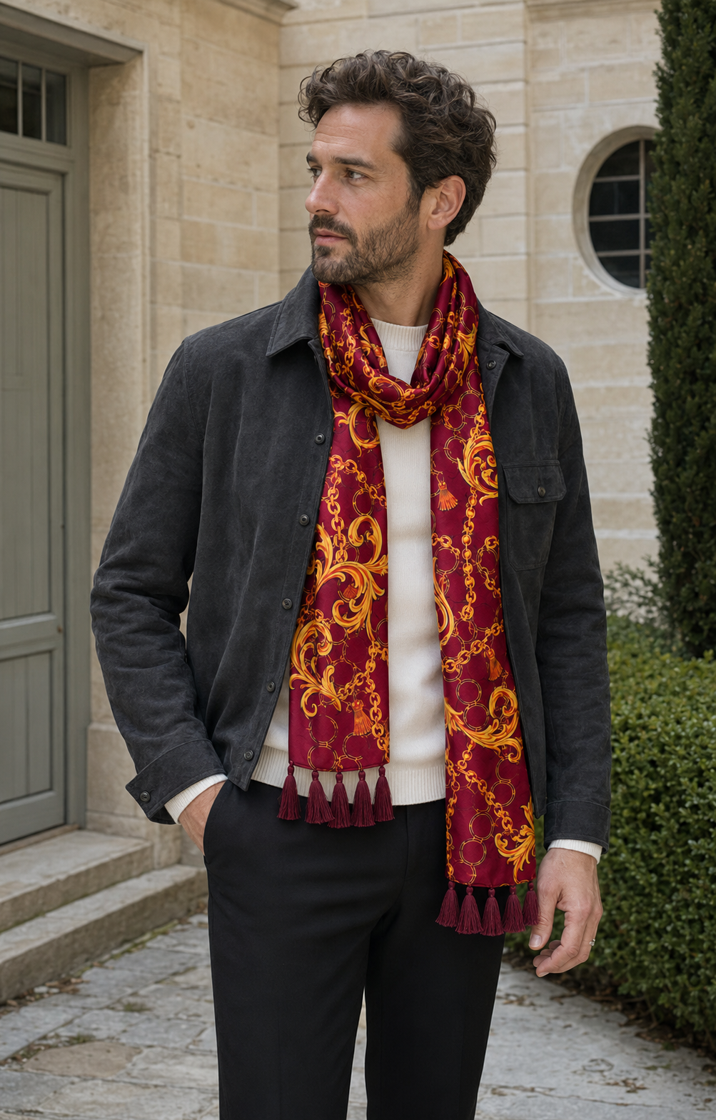 Rose Vertical Silk Scarf by Monzoro – view 13