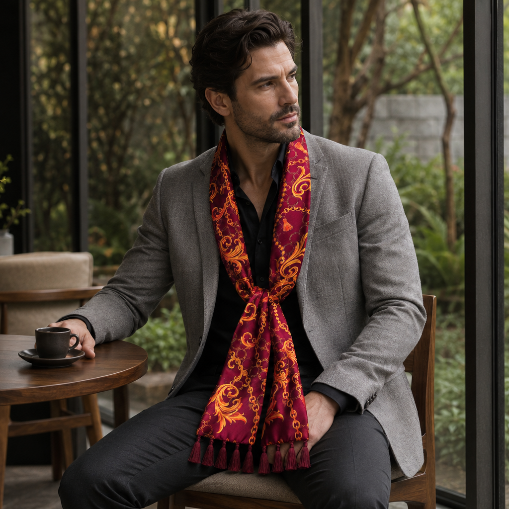 Rose Vertical Silk Scarf by Monzoro – view 17