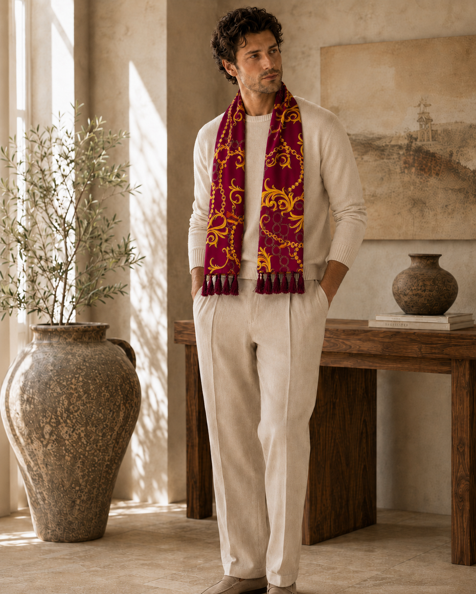 Rose Vertical Silk Scarf by Monzoro – view 2