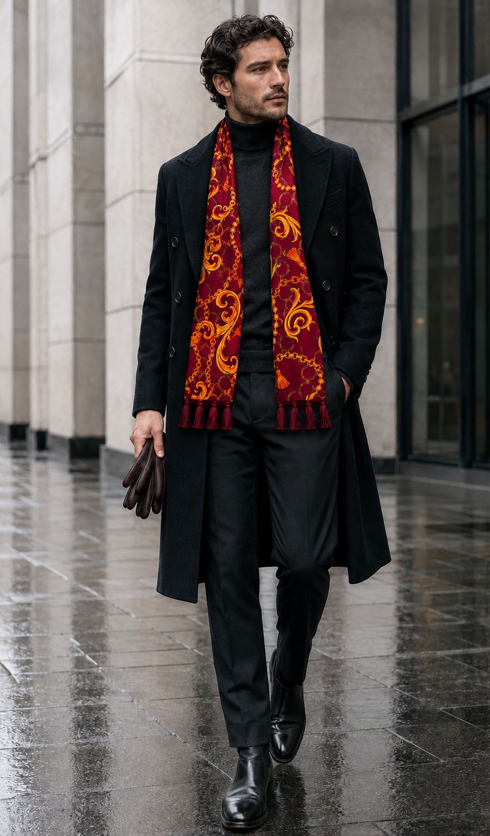 Rose Vertical Silk Scarf by Monzoro – view 28