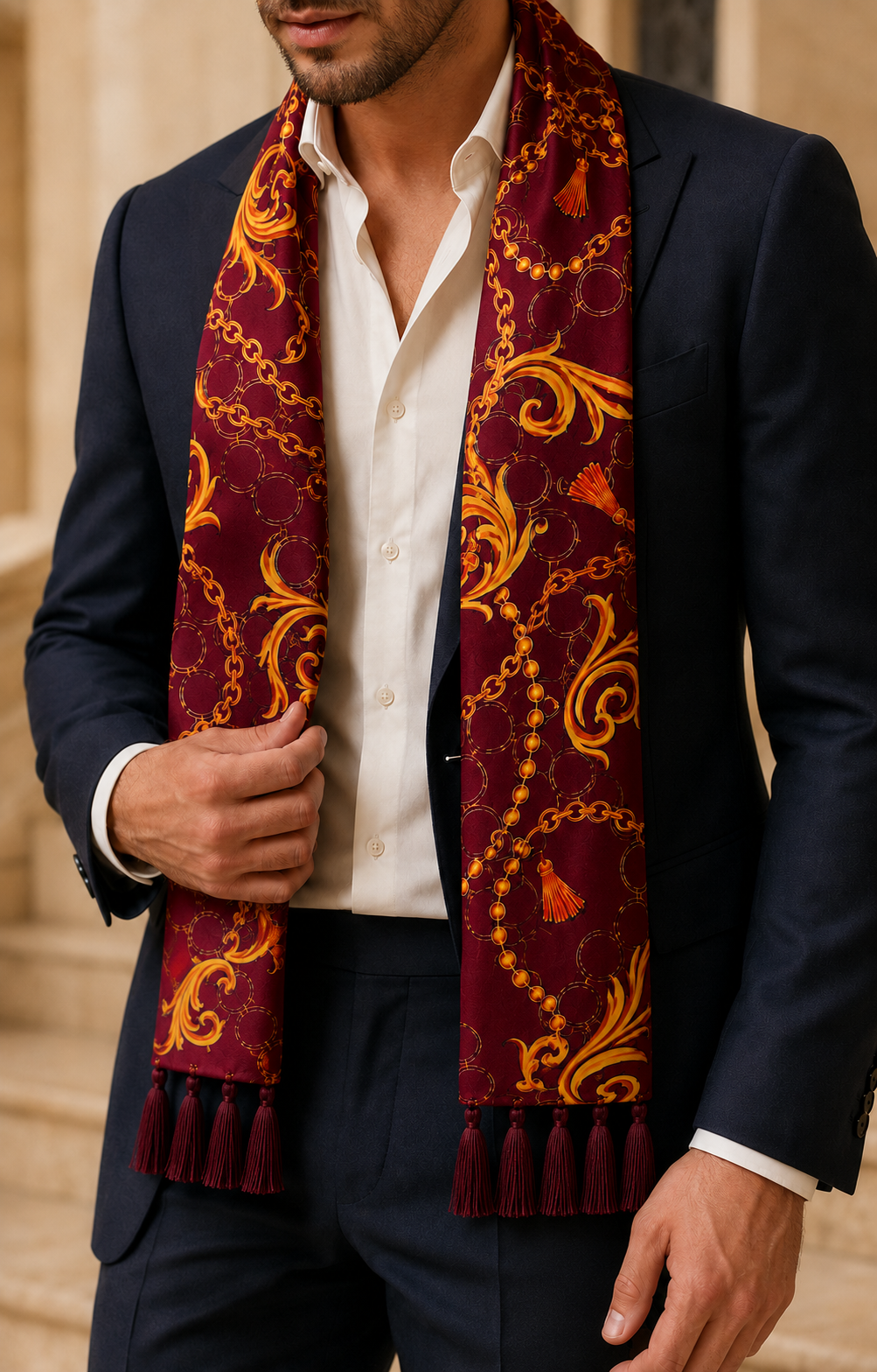 Rose Vertical Silk Scarf by Monzoro – view 29