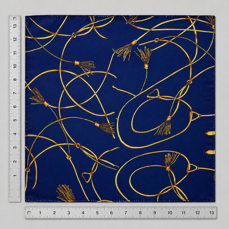 Royal Blue and Gold Stripes Silk Pocket Square by Monzoro – view 23