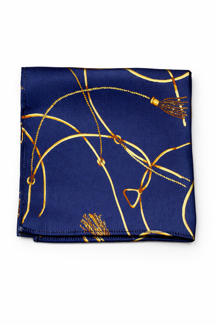 Royal Blue and Gold Stripes Silk Pocket Square by Monzoro – view 2