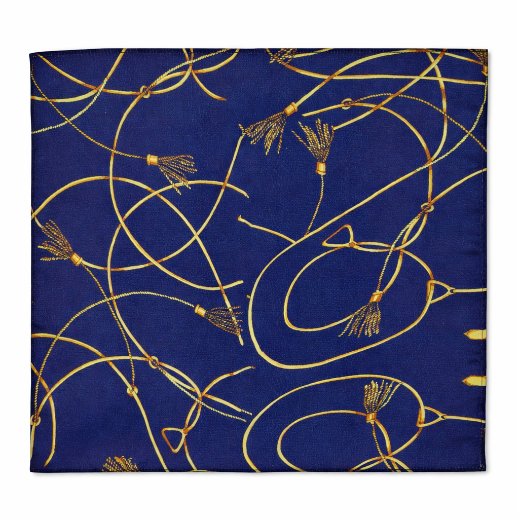 Royal Blue and Gold Stripes Silk Pocket Square by Monzoro