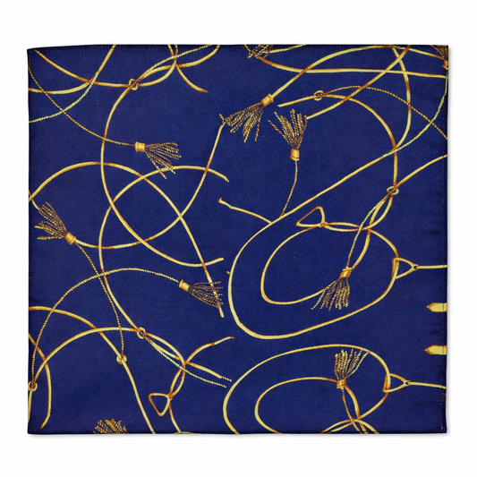 Royal Blue and Gold Stripes Silk Pocket Square by Monzoro