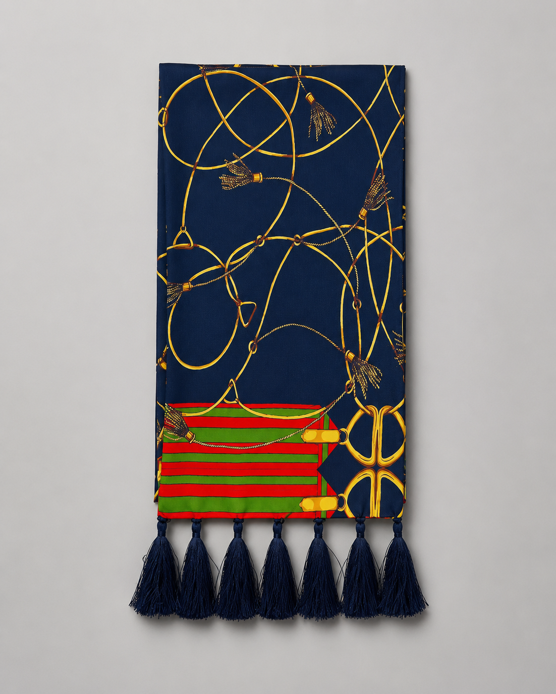 Royal Blue and Gold Stripes Silk Scarf by Monzoro – view 7