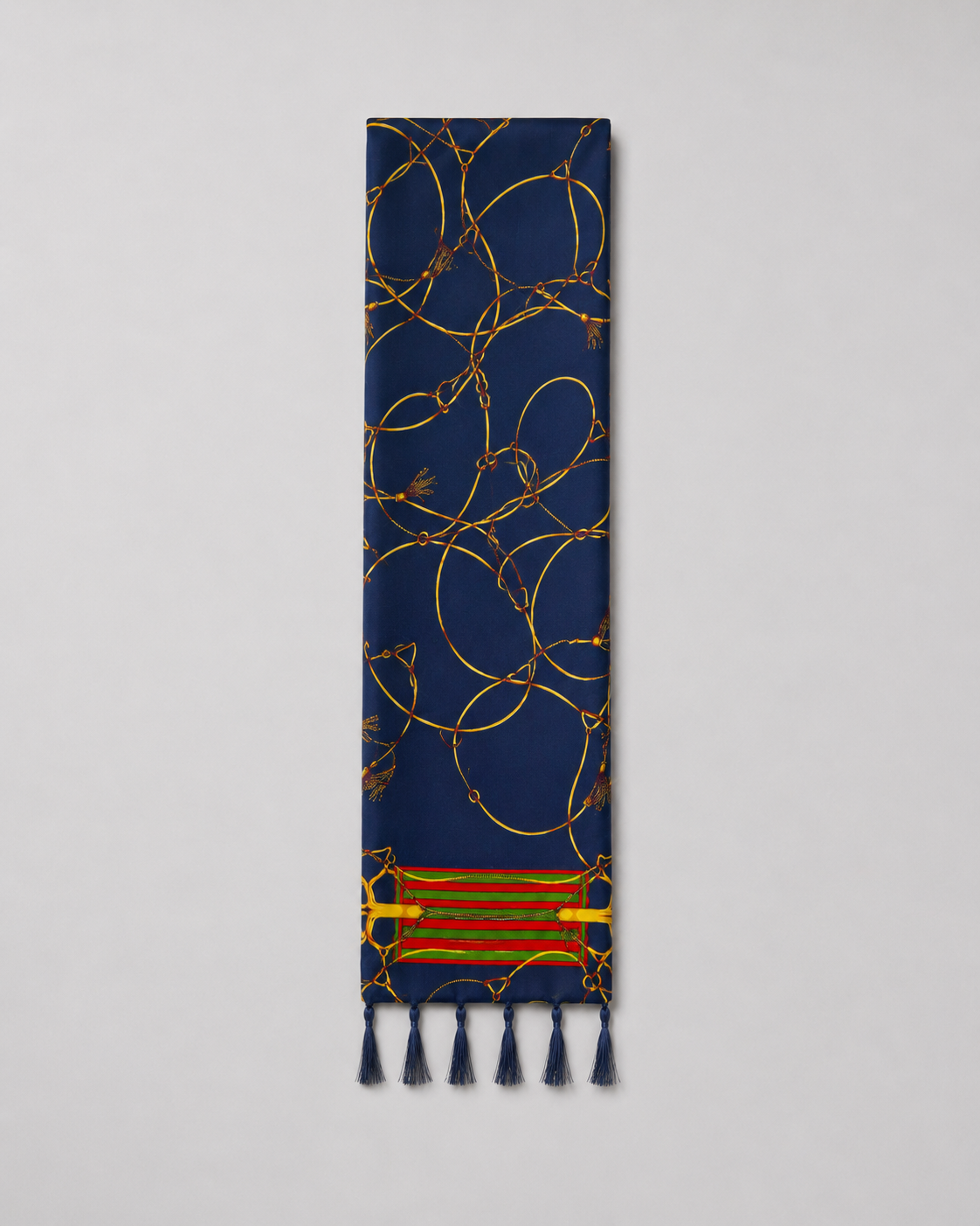 Royal Blue and Gold Stripes Silk Scarf by Monzoro – view 12