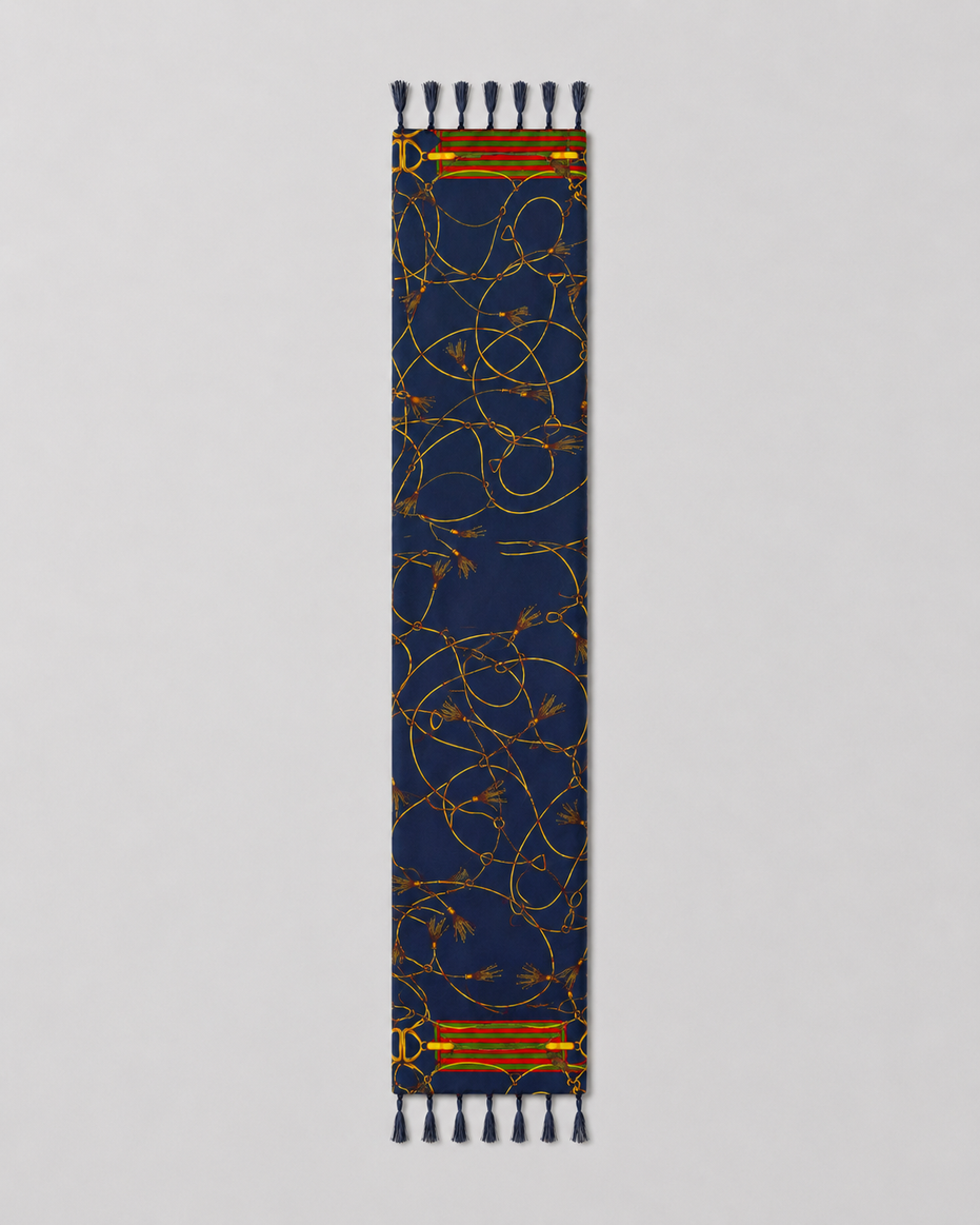 Royal Blue and Gold Stripes Silk Scarf by Monzoro – view 13