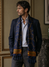 Royal Blue and Gold Stripes Silk Scarf by Monzoro – view 14