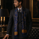 Royal Blue and Gold Stripes Silk Scarf by Monzoro – view 19