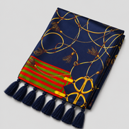 Royal Blue and Gold Stripes Silk Scarf by Monzoro – view 3