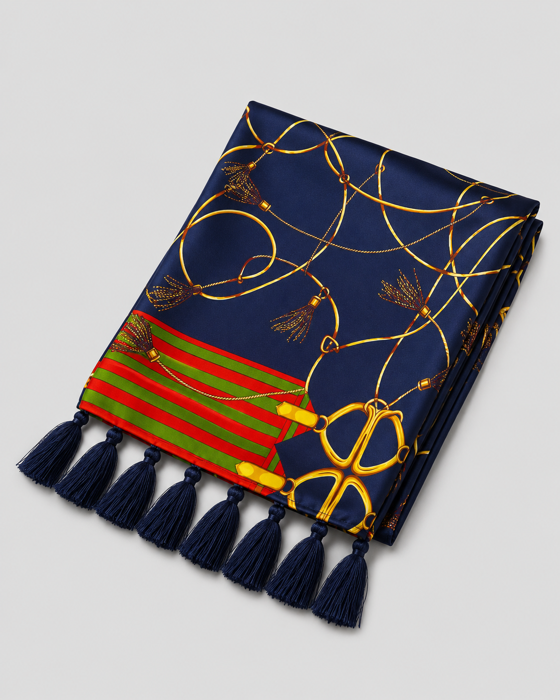 Royal Blue and Gold Stripes Silk Scarf by Monzoro – view 3