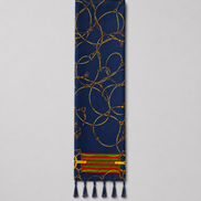 Royal Blue and Gold Stripes Silk Scarf by Monzoro – view 4