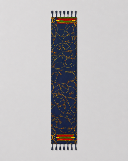 Royal Blue and Gold Stripes Silk Scarf by Monzoro – view 5