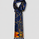 Royal Blue and Gold Stripes Silk Scarf by Monzoro