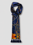 Royal Blue and Gold Stripes Silk Scarf by Monzoro
