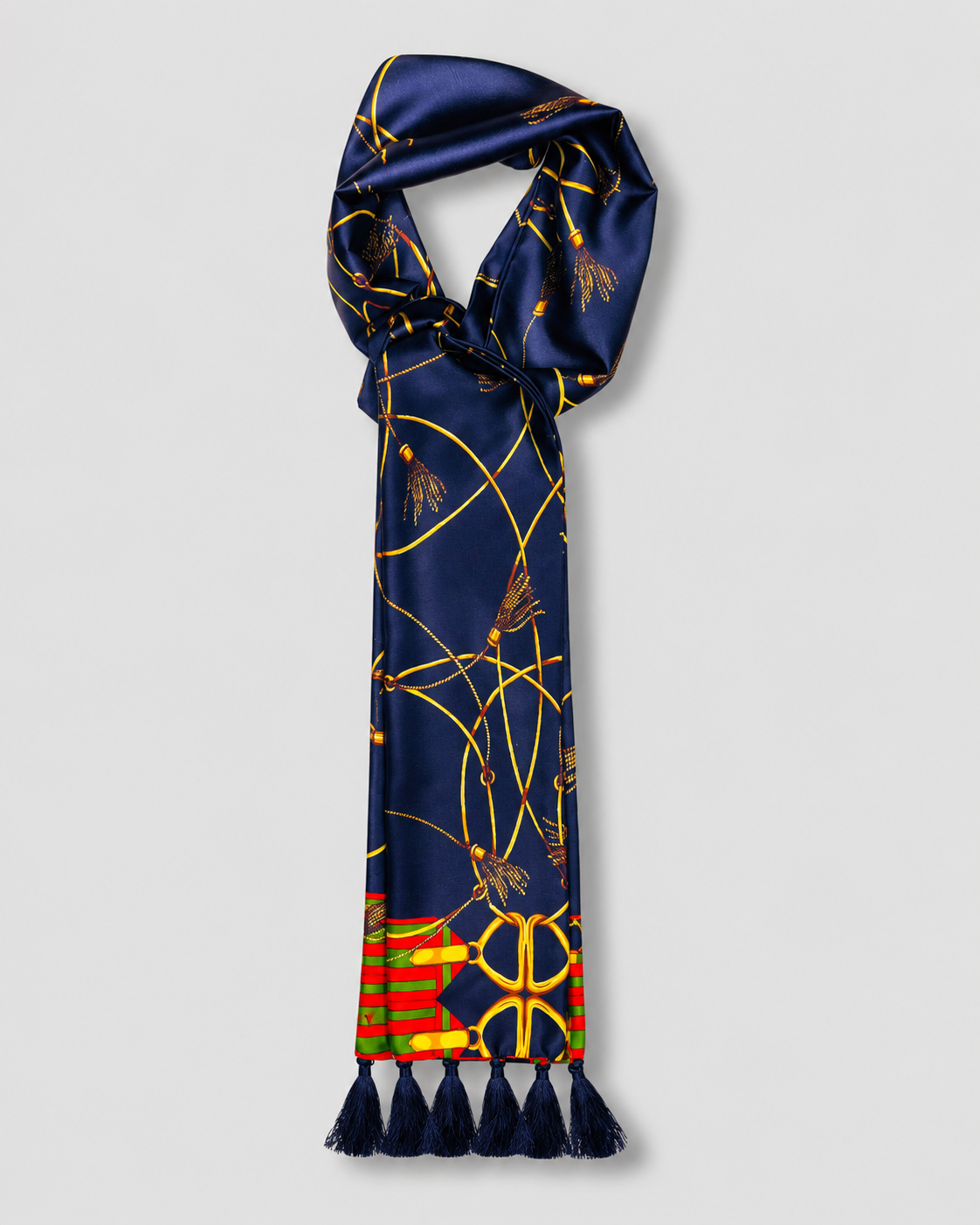 Royal Blue and Gold Stripes Silk Scarf by Monzoro