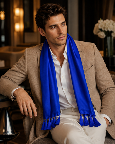 Royal Blue - Silk Scarf by Monzoro – view 10