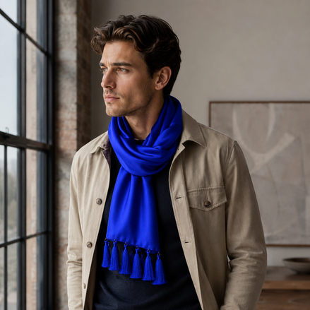 Royal Blue - Silk Scarf by Monzoro – view 11
