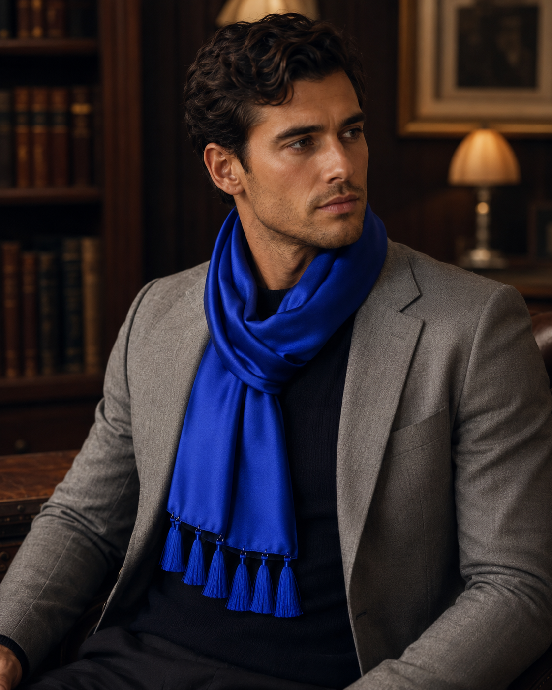 Royal Blue - Silk Scarf by Monzoro – view 12