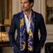 Sapphire Baroque Silk Scarf by Monzoro – view 11