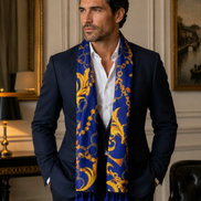 Sapphire Baroque Silk Scarf by Monzoro – view 3
