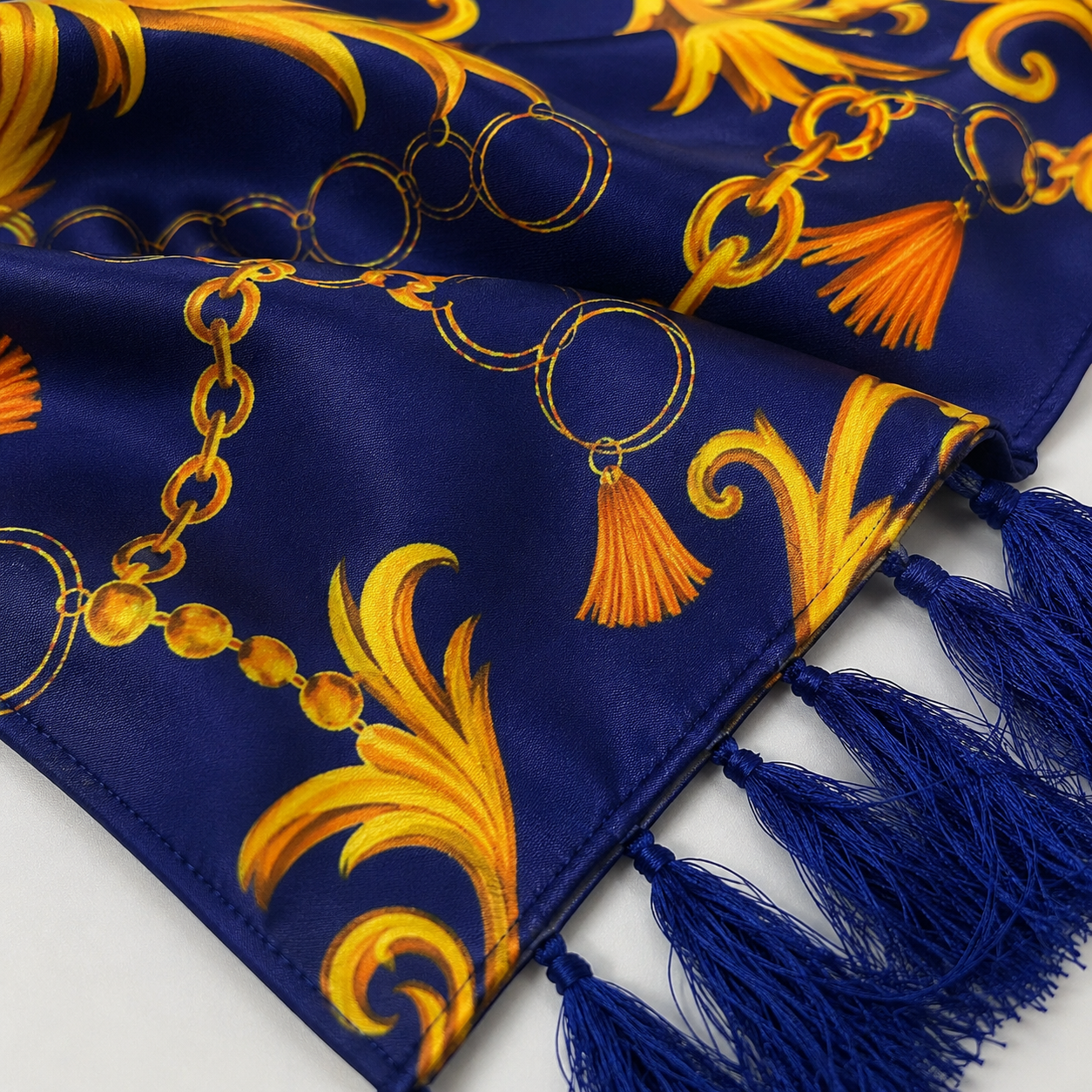 Sapphire Baroque Silk Scarf by Monzoro – view 4