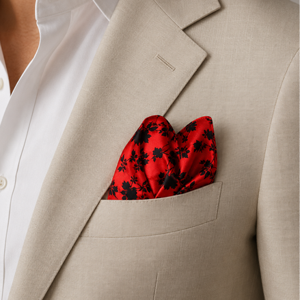 Scarlet Shadow Silk Pocket Square by Monzoro – view 19