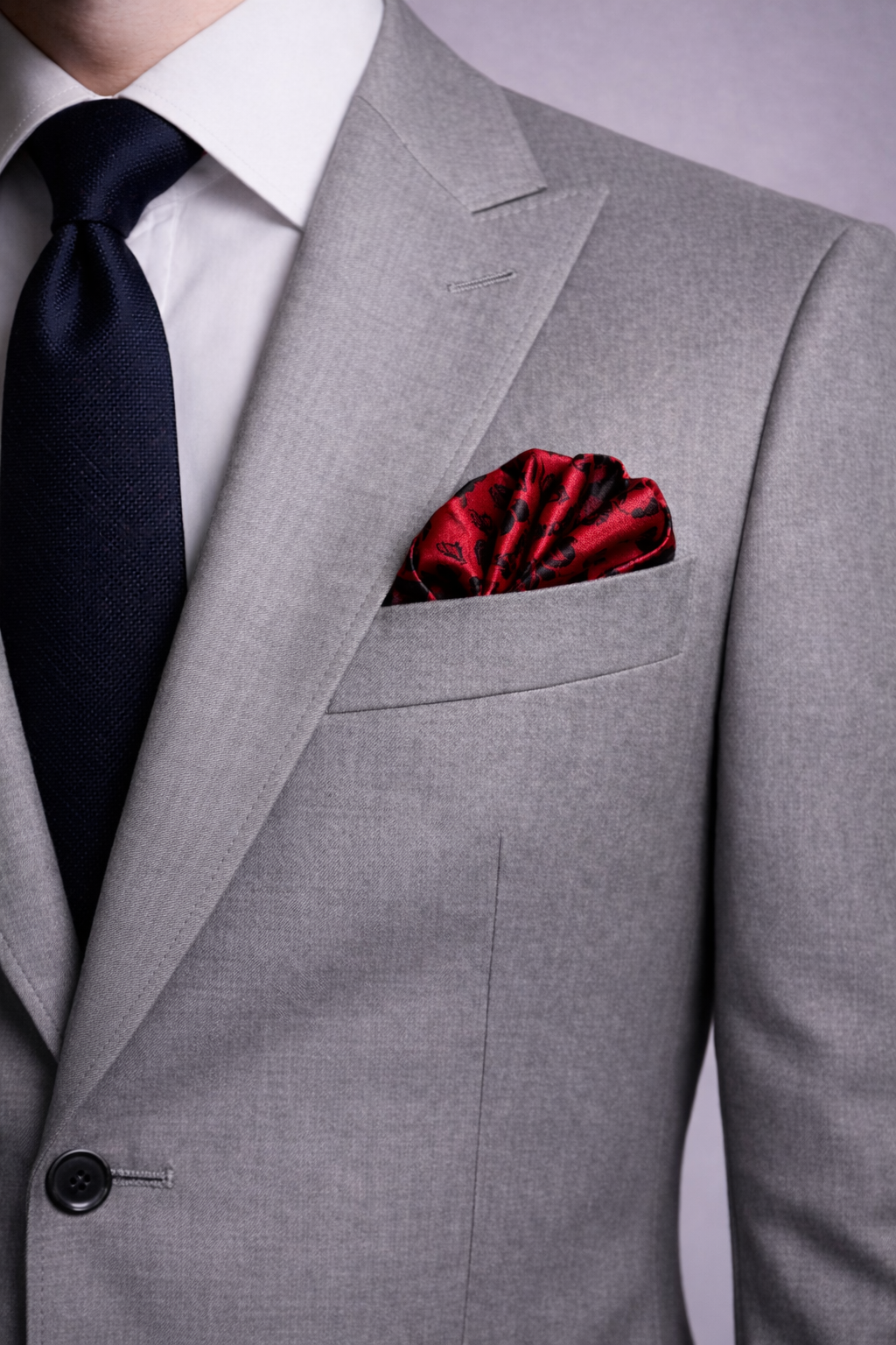 Scarlet Shadow Silk Pocket Square by Monzoro – view 3