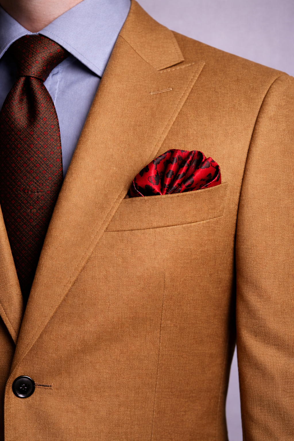 Scarlet Shadow Silk Pocket Square by Monzoro – view 4