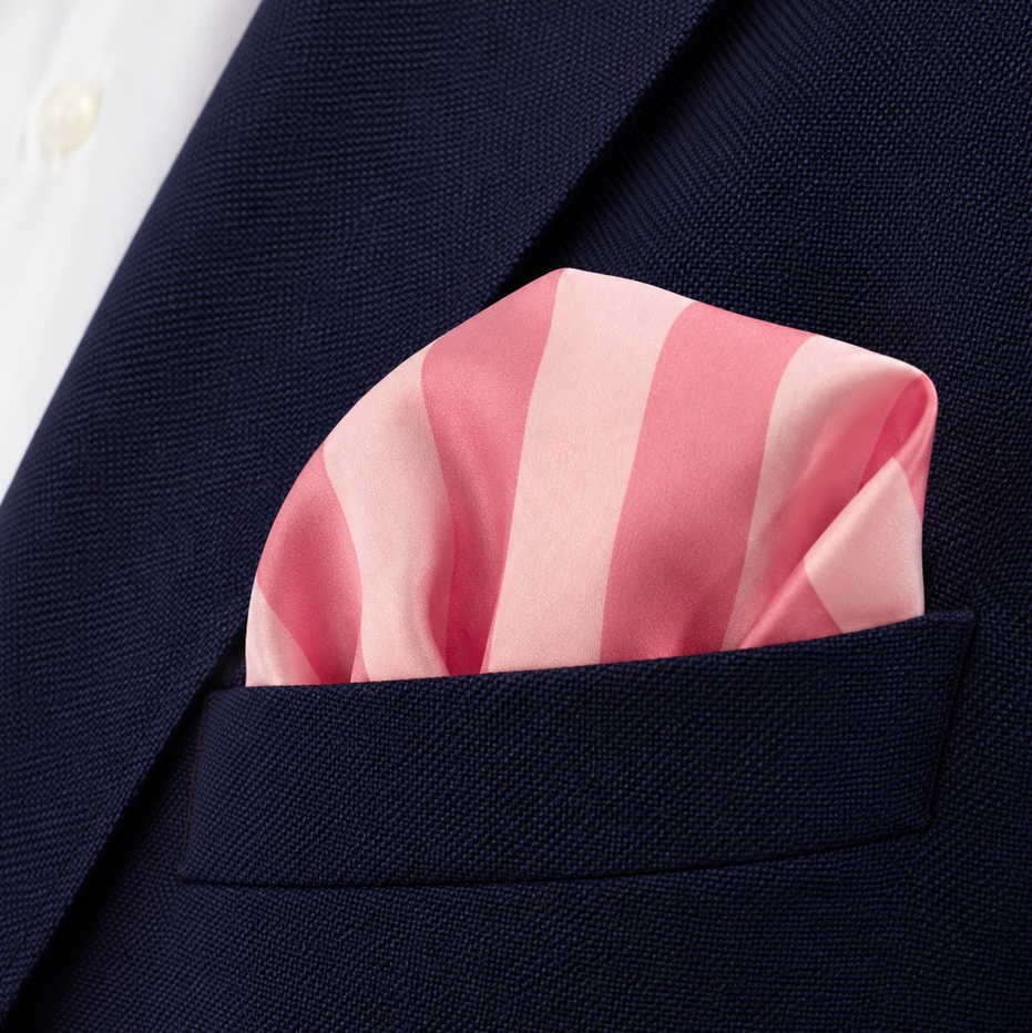 Soft Pink Striped Silk Pocket Square by Monzoro – view 11