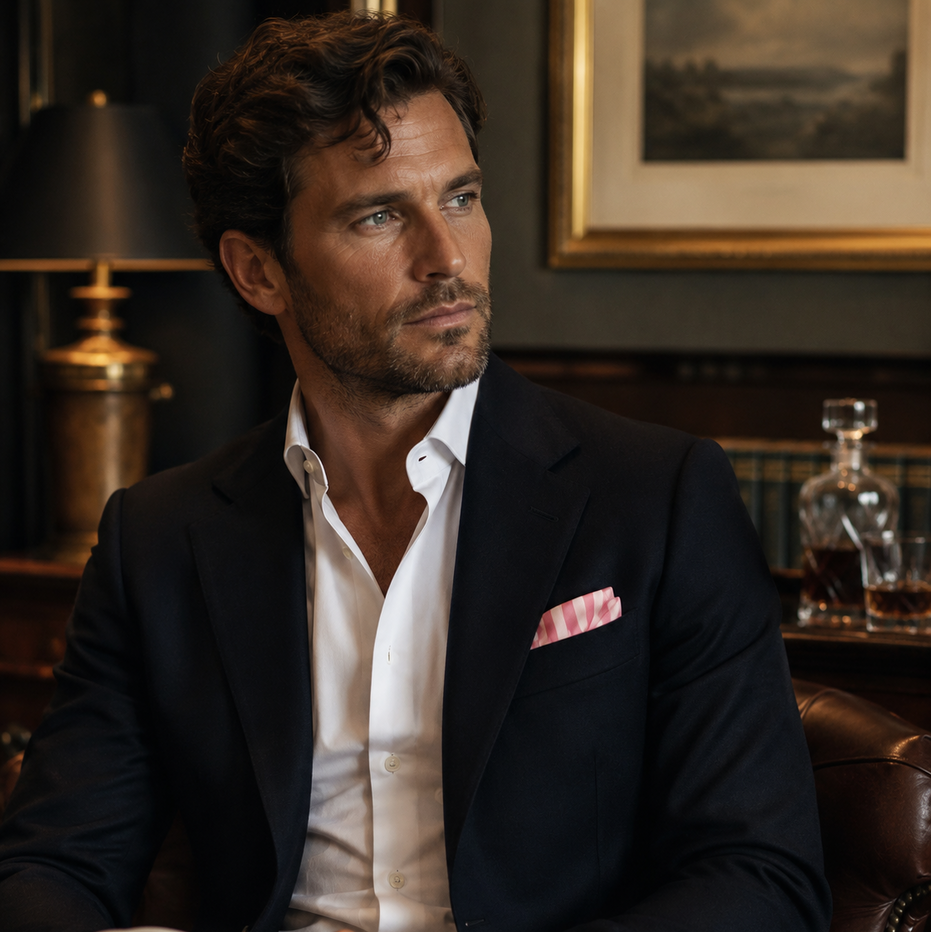 Soft Pink Striped Silk Pocket Square by Monzoro – view 14