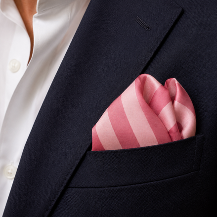 Soft Pink Striped Silk Pocket Square by Monzoro – view 16