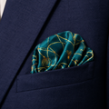 Teal Silk Pocket Square with Golden Ropes by Monzoro – view 17