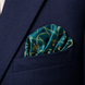 Teal Silk Pocket Square with Golden Ropes by Monzoro – view 17