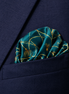Teal Silk Pocket Square with Golden Ropes by Monzoro – view 17