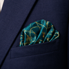 Teal Silk Pocket Square with Golden Ropes by Monzoro – view 17