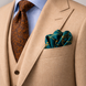 Teal Silk Pocket Square with Golden Ropes by Monzoro – view 19