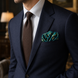 Teal Silk Pocket Square with Golden Ropes by Monzoro – view 20