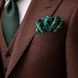 Teal Silk Pocket Square with Golden Ropes by Monzoro – view 4