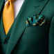 Teal Silk Pocket Square with Golden Ropes by Monzoro – view 6
