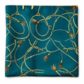 Teal Silk Pocket Square with Golden Ropes by Monzoro