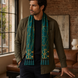 Teal Silk Scarf with Golden Ropes by Monzoro – view 14
