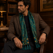 Teal Silk Scarf with Golden Ropes by Monzoro – view 16